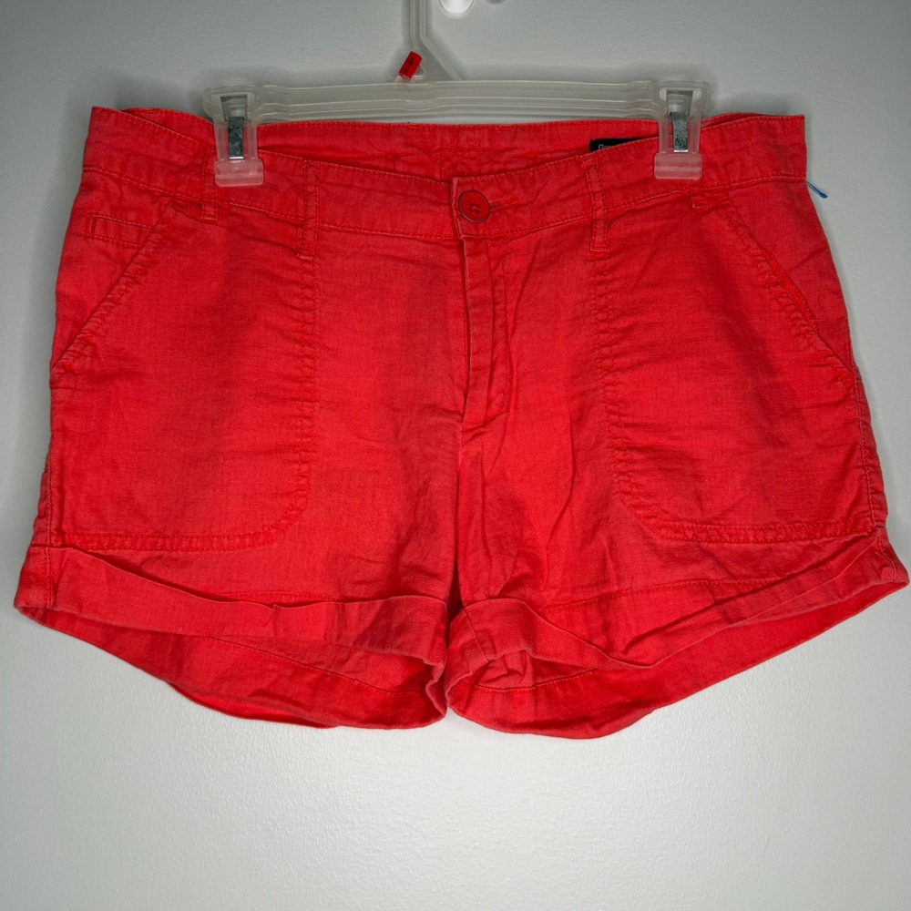 Gap Linen Cotton Shorts Womens 8 Red Casual Cuffed Summer Beach 4993